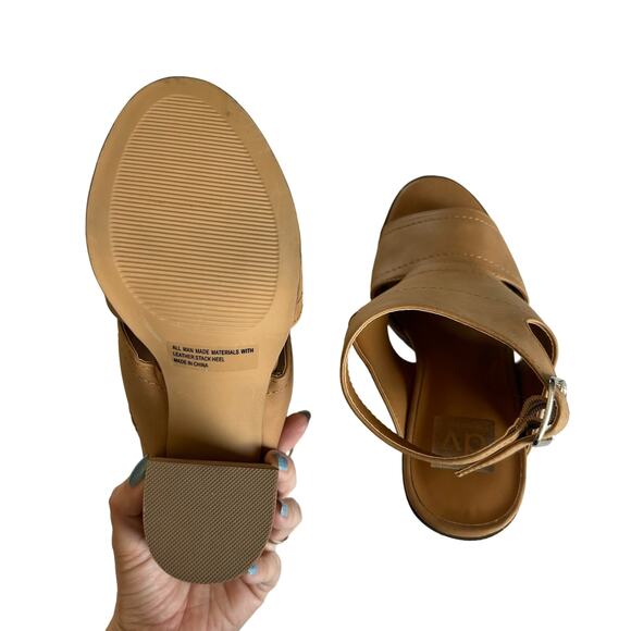 Dolce Vita Brista Brown Faux Leather Stacked Heel Ankle Strap Sandals Size 8.5 - Picture 9 of 9